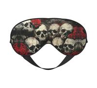 Skull and Red Rose Print Sleep Mask, Soft Breathable Eye Cover for Travel, Shift Work & Meditation