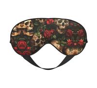 Skull and Red Rose Print Sleep Mask, Soft Breathable Eye Cover for Travel, Shift Work & Meditation
