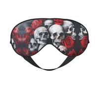 Skull and Red Rose Print Sleep Mask, Soft Breathable Eye Cover for Travel, Shift Work & Meditation