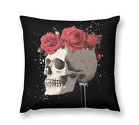 Skull And Roses Funny Plush Pillow Cover Novelty Soft Cozy Throw Pillows Case Pillowcase