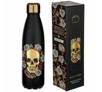 SKULL AND ROSES STAINLESS STEEL HOT AND COLD 500ML DRINKS BOTTLE FLASK BNWT