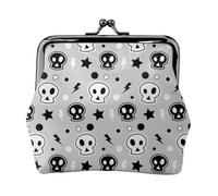 Skull and Stars Print Coin Purse Cell Phone Pouch Clasp Wallet Handbags Buckle Kiss Lock Key Women Bag