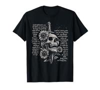 Skull and Sunflowers Gothic Dark Cottagecore Bones Sword T-Shirt