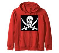 Skull and Swords Skeleton Head Pirate T-Shirt Zip Hoodie