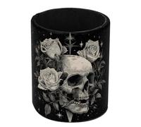 Skull and White Flowers Pen Holder for Desk Leather Pencil Holder Pen Cup Marker Holder Large Capacity Makeup Brush Holders Desk Accessories Organizers for Home, School & Office