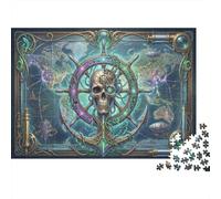 Skull Arcane Nautical Chart 1000 Piece Jigsaw Puzzle,Stress Relief,Premium Cardboard,Whimsical Challenge,Educational Toy,Home Wall Decor,Gift Idea,Adults & Kids 14+ 70x50cm/1000pcs