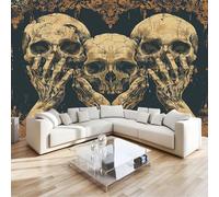 Skull Art Skeleton Wall Mural, Multicolor Premium Non-Woven Photo Wallpaper for Dining Room & Bedroom Feature Wall - 300 x 210 cm