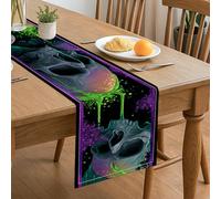 Skull Art Table Runner, Gothic Style Halloween Decor for Home Family Gatherings and Parties 13x72 Inch