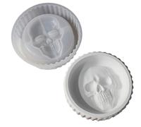 Skull Ashtray Silicone Mold Resin Cement Gothic Home Round Storage Tray D | Thick elastic silicone, non-stick easy release, fits for epoxy, concrete & plaster storage box candle holder Hollween decor
