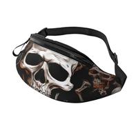 Skull Background Bum Bag Waist Fanny Pack - Large Fashion Bumbag for Women Men, Secure Zip Pockets Adjustable Waist Bags for Travel Party Sports Running Hiking Daily Use