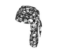 skull background Print Helmet Cap Quick Dry Cycling Skull Wrap Breathable Polyester Adjustable Adult Summer Beanie
