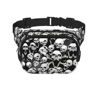 skull background Print Men and Women Square Double Layer Waist Bag Workout Crossbody Travel Waist Bag, Black, One Size