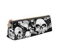 Skull Background Print Stylish Triangular Pencil Case Pouch for Large-Capacity Stationery Organizer