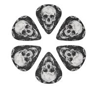 Skull Background Printed Guitar Picks -6 Pcs Guitar Picks Plectrum,Guitar Accessories,Electric Guitar Pick, Bass & Ukulele 0.71mm