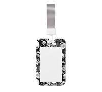 Skull Background Printed Id Badge Holder with Neck Strap Vertical Waterproof Name Card Holder for Office School
