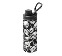Skull Background Printing Print 18oz Sports Insulated Kettle Versatile Travel Bottle for Basketball Outdoor