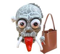 Skull Bag Charm Funny Halloween Wind Up Tongue Out Prank Toys