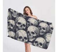 Skull Beach Towel, Microfibre Towel, Gothic Beach Towels, Quick Dry & Sand Free & Lightweight & Super Absorbent Towel for Travel, Gym, Bath, Swimming, Beach Blanket, 75 x 150 cm