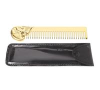 Skull Beard Comb with Leather Pouch for Men Halloween Season | Zinc Alloy and PU Build, Compact Travel Grooming, Neat Mustache Lines, Bathroom Vanity Use