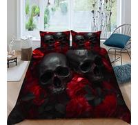 Skull Bedding Set 3D Digital Printing Gothic Duvet Cover Set Pillowcase Microfiber Universal for All Seasons King（220x240cm）