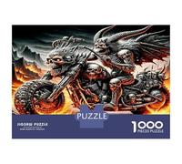 Skull Biker Gang 1000pc Puzzle for Adults Rebel Vibe Jigsaw Puzzle Thick Cardboard Impossible Hard Challenging Relaxation Creativity Gift Giving for Adults 38x26cm/1000pcs