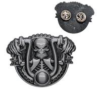 Skull Biker Pin Gothic Steampunk Badge Brooch Lapel Motorbike Rider Death Head Skeleton Pirate Gang Jacket Bag Metal Halloween Punk Emo Goth Rock Horror Scary Pagan Jewellery Accessory Grim Reaper
