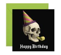 Skull Birthday Card - Gothic Skeleton Party Design - Greeting Card for Him, Her, Brother, Uncle, Guys, Lad, Mate, Bro, Friends, Emo, Goths - Comes with Stickers
