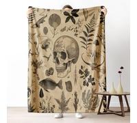 Skull Bone Throw Blanket for Couch, Halloween Skeleton Fleece Blanket 40"x60" Lightweight, Gothic Skull Head Blankets for Bed, Warm Soft Cozy Washable Bedding for All Season