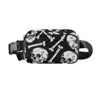 Skull Bones Painted Black and White Fashion Fanny Waist Pack for Women Men Teens Large Capacity Sling Bag Travel Essential with Adjustable Strap for Travel Running Hiking, Skull bones painted black