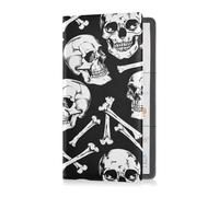 Skull Bones Painted Black and White Premium Leather Car Registration & Insurance Card Holder Car Essentials for Cards, Essential Document, Driver License Vehicle Paperwork