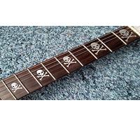 Skull Bones Silver & Black Deluxe Fret Markers Inlay Stickers Guitar & Bass Fingerboard