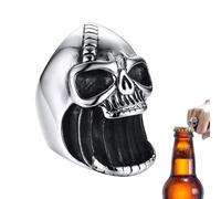 Skull Bottle Opener Rings, Men's Beer Bottle Opener Skull Ring, Skull Gothic Biker Bottle Opener Ring, Men's Skull Ring Beer Bar Tool, Vintage Punk Skull Biker Gothic Ring Beer Bar Tool