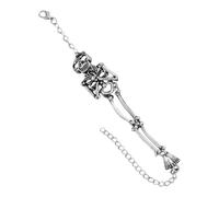 Skull Bracelet - Pink Rhinestone Chain Link Jewelry, Skeleton Charm Wrist Accessory, Śparkle Gothic Style Ornament, Adjustable Fit Bangle | Trenď Fashion Gift For Women Party Wear Elegant Wearable