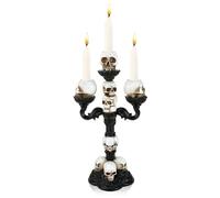 Skull Candle Holder, Resin Skull Tea Light Holder Gothic Human Skeleton Head Candlestick with 3 holes, Vintage Handcrafted Scary Spooky Skull Ornament for Home Halloween Party Graveyard Bar Decor (3)