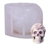 Skull Candle Mold, 3D Rose Flower Skull Flexible Clear Silicone Molds for Resin, Aromatherapy Candle, Soap, Clay