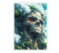 Skull Canvas Wall Art for Living Room Mystical Landscape Artwork Unique Poster Painting Home Decor Mural Dramatic Skeleton Pictures Print 60x90cm Frameless