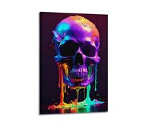 Skull Canvas Wall Art Poster Colorful Skeleton Pictures Wall Decor Skull Painting Print Modern Artwork Living Room Decor12x18inch(30x45cm)