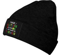 Skull Cap I Have Autism and That Makes Me The Boss Winter Hat Warm Beanie Cap Windproof Beanie Hats for Adults, Teenagers, Skiing