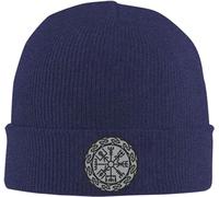 Skull Cap Vegvisir Iceland Runes Compass Futhark Classic Knitted Skull Cap Cute Knit Beanie for Cycling Running Hiking
