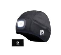 Skull Cap with Rechargeable LED Light - Water Resistant Helmet Liner for Outdoor Activities - Fully Adjustable to Fit Most Helmets - Hands-Free LED - Cold, Rain, Snow Black