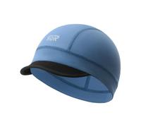 Skull Cap with Sun Visor - Moisture-Wicking Beanie for Cycling, Hiking - Cooling Short Under Helmet Liner for Men & Women, Navy Blue, One size