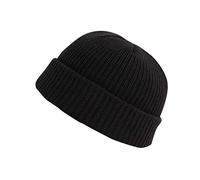 Skull Caps Beanie for Men Fall Winter Skull Caps Solid Stretchy Soft Warm Daily Cuffed Hats Unisex Comfortable Knitted Beanie Roll-up Edge Skullcap Fisherman Beanies UK Black One Size