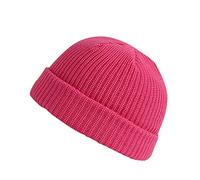 Skull Caps Beanie for Men Fall Winter Skull Caps Solid Stretchy Soft Warm Daily Cuffed Hats Unisex Comfortable Knitted Beanie Roll-up Edge Skullcap Fisherman Beanies UK Pink One Size