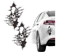 Skull Car Sticker, 2 Pcs Large Skull Stickers, 3D Exterior Car Stickers Halloween Car Sticker, for Car to Cover Suitable Car Scratches, Multicolor, 32 x 22 cm
