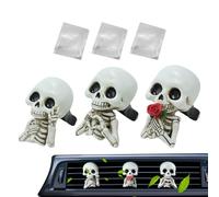 Skull Car Vent Clips Air Freshener - Spooky Skeleton Halloween Auto Decor,Long-Lasting Vent Clips Skull Air Freshener for Interior Car Truck RV Travel Workplace Home