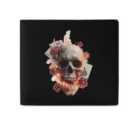 Skull Cards Deadly Game Mens Wallet Slim Leather Card Holder Bifold Wallets Front Pocket