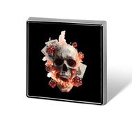 Skull Cards Deadly Game Square Brooch Metal Pin Badges Classic Lapel Pins Jewellery Unisex