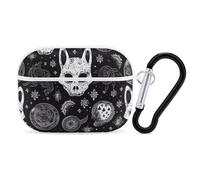 Skull Cat Moon Gothic Airpod Pro Case AirPods 2 Case for Women Hard Shell Protective Cover with Carabiner Keychain Compatible with AirPods Case 2nd 1st Generation, Front LED Visible White