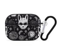 Skull Cat Moon Gothic AirPods Pro 2 Case Cover, Shockproof Hard Shell Protective Case for Women Men, Compatible with Airpod Pro Case 2nd/1st Generation with Keychain-Black