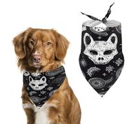 Skull Cat Moon Gothic Dog Bandana Funny Triangle Dog Scarf Comfortable Pet Scarf Polyester Bib Handkerchief Soft Adjustable Puppy Bandanas Gift for Small to Large Girl Dog and Cat